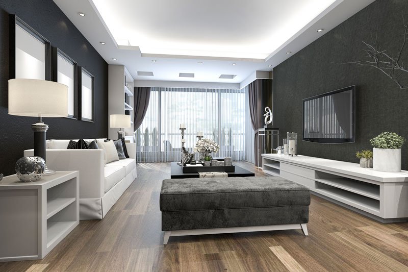 3d rendering luxury and modern living room with 1 JXE5FH7